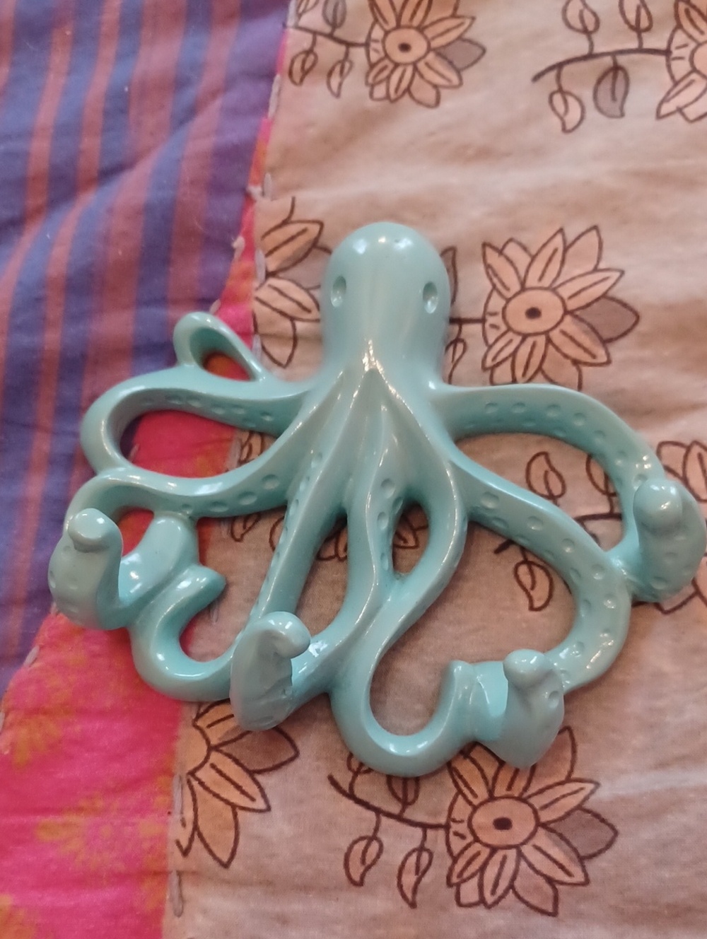Source Unknown Aqua Octopus Multi-Hook Wall Decor